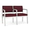Lesro Lenox Steel 2 Seater with Center Arm, Wine/Mulberry (Red) Seat, Wine/Mulberry Back, 43.5 W 24.5 L LS2103 - alternate 1